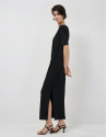 Black short-sleeved gathered knit dress - Woman | Roberto Verino