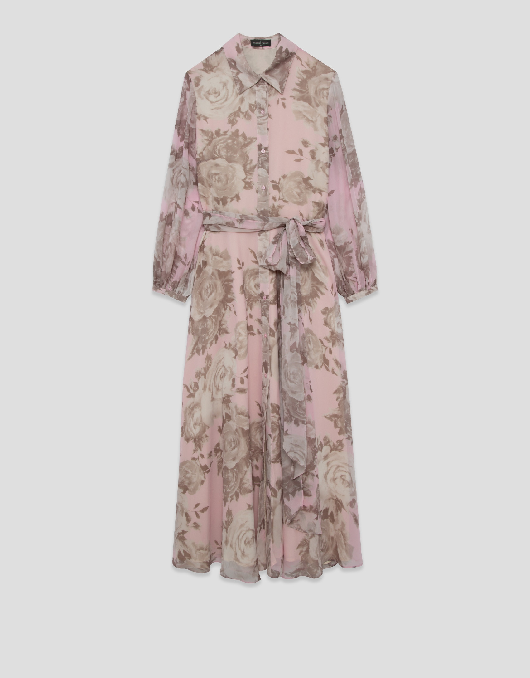 Vestido largo camisero gasa estampado floral ... | Roberto Verino