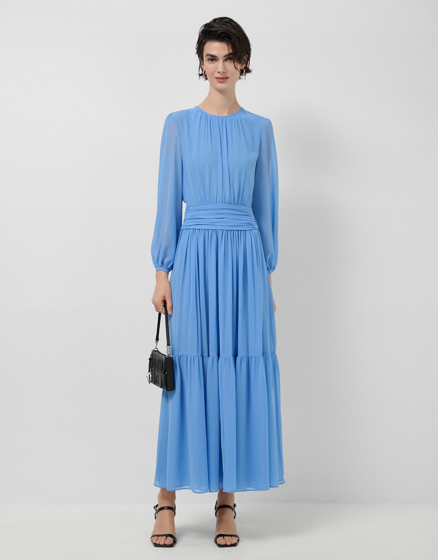 Blue gathered maxi dress - Woman - SS2026 | Roberto Verino