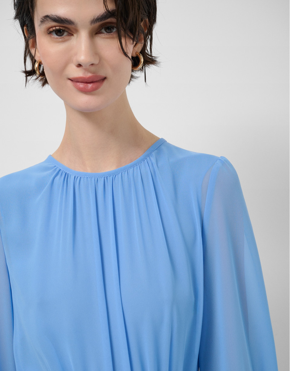 Blue gathered maxi dress - Woman - SS2026 | Roberto Verino