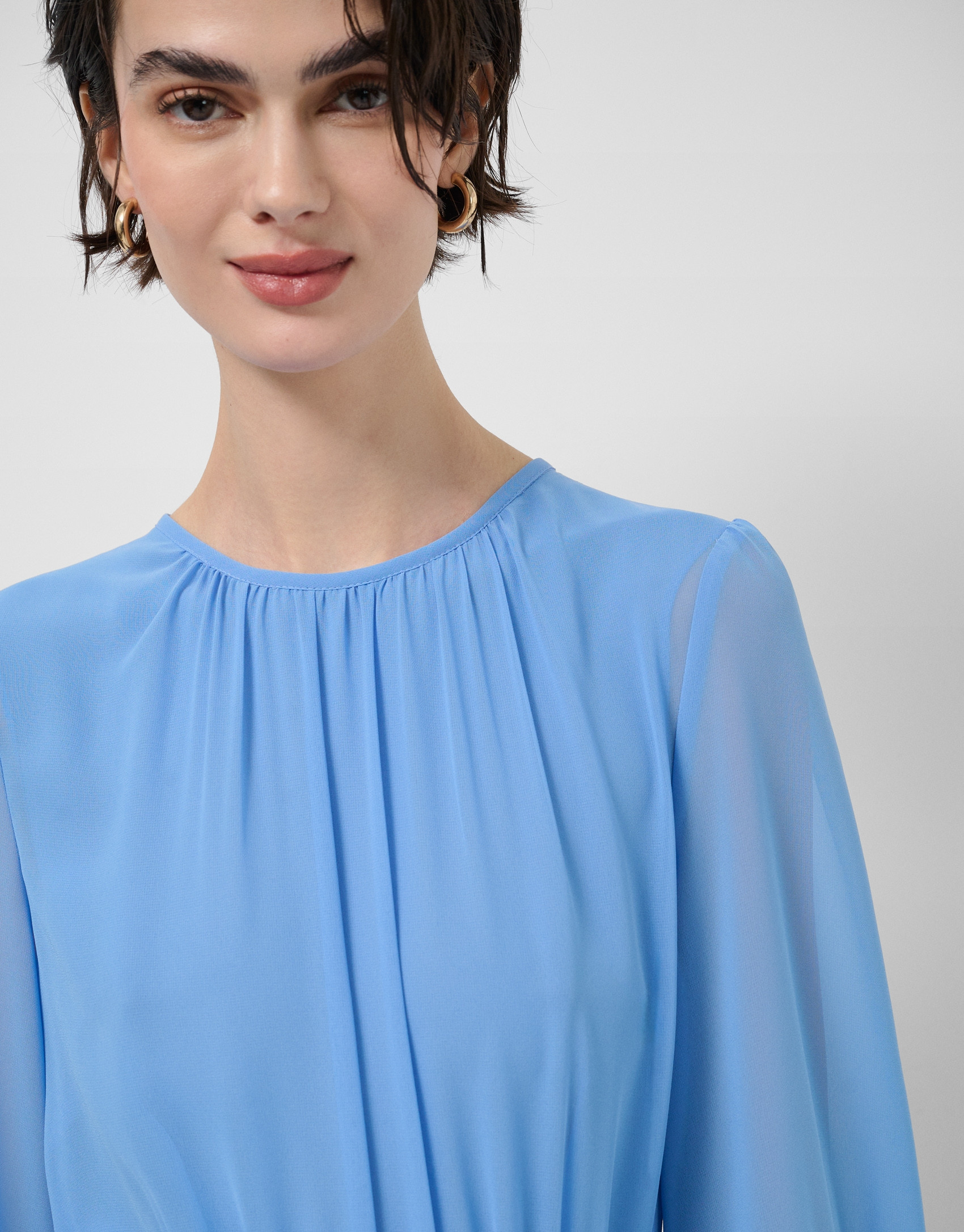 Blue gathered maxi dress - Woman - SS2026 | Roberto Verino