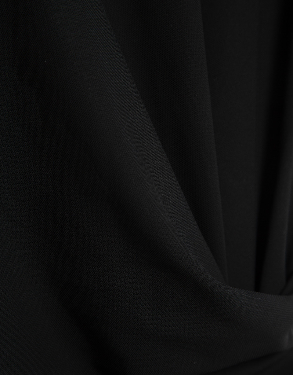 Black short-sleeved gathered knit dress - Woman | Roberto Verino