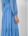 Blue gathered maxi dress - Woman - SS2026 | Roberto Verino