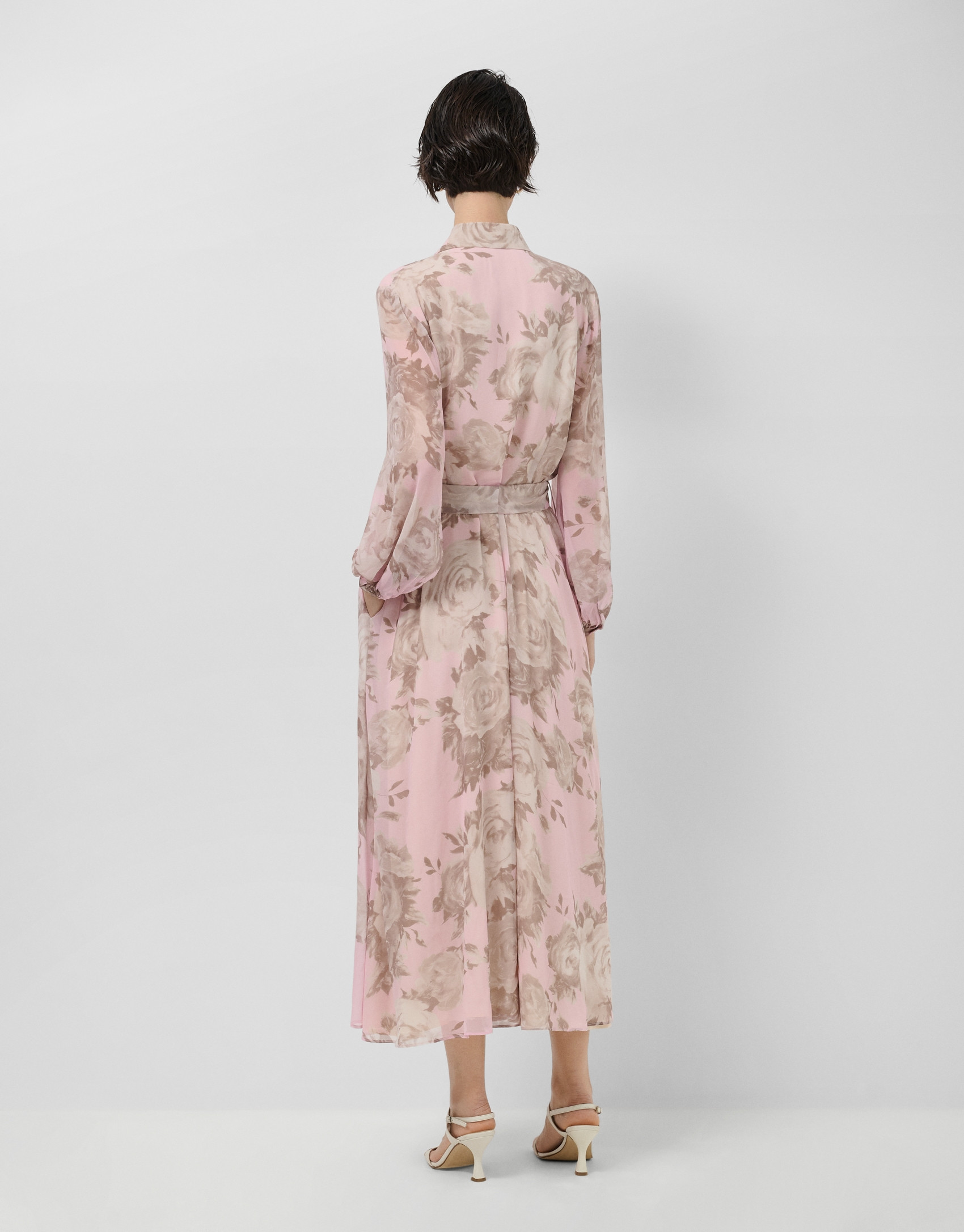 Vestido largo camisero gasa estampado floral ... | Roberto Verino