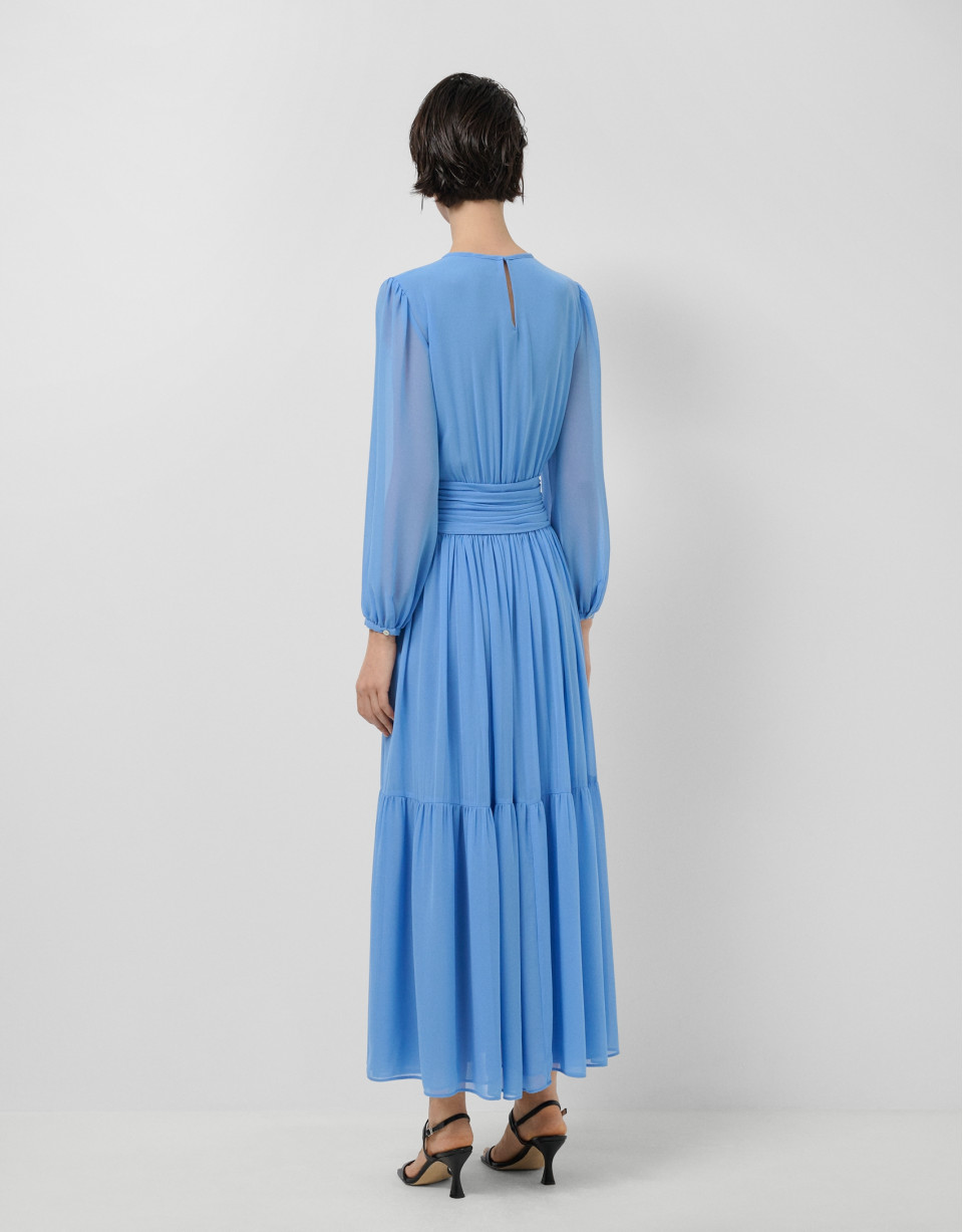Blue gathered maxi dress - Woman - SS2026 | Roberto Verino