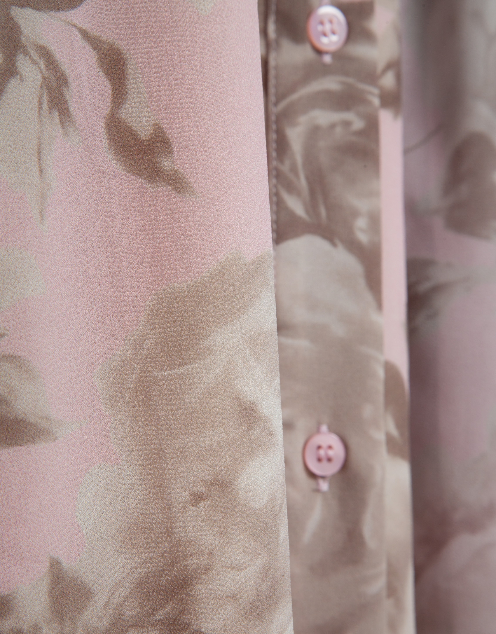 Long pink floral print chiffon shirt dress | Roberto Verino
