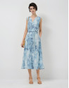 Lightweight blue midi sleeveless dress - Woman | Roberto Verino