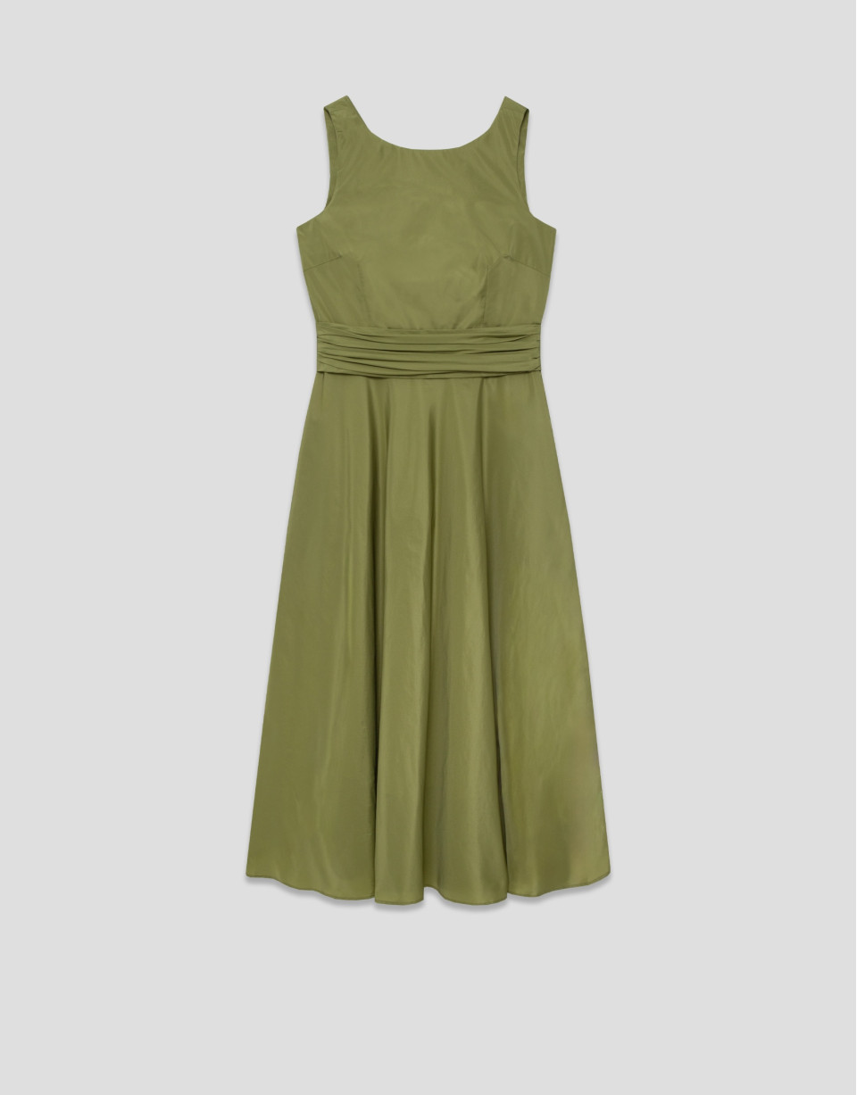Green taffeta sleeveless dress - Woman - SS2026 | Roberto Verino