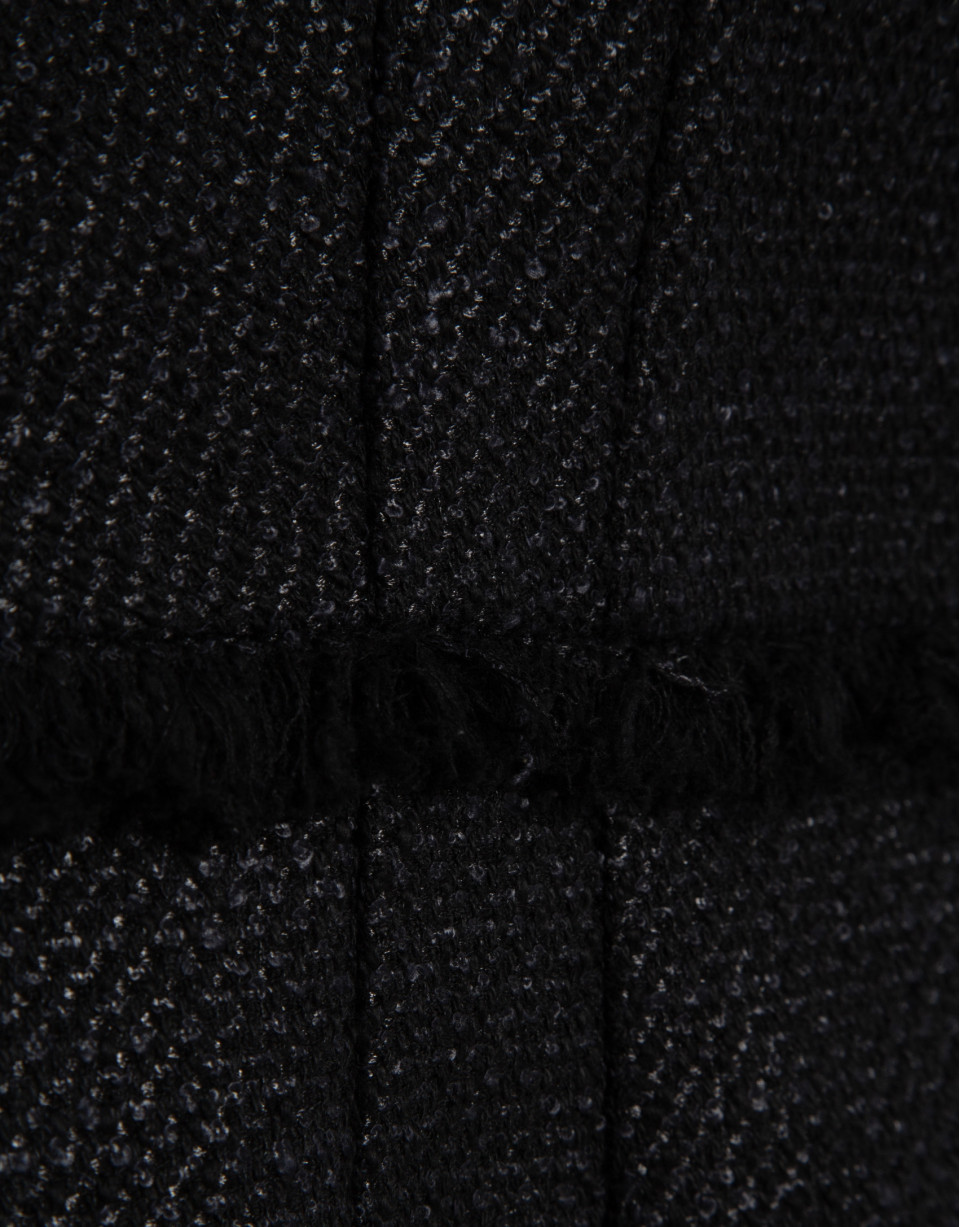 Straight sleeveless dress in black weave fabric | Roberto Verino