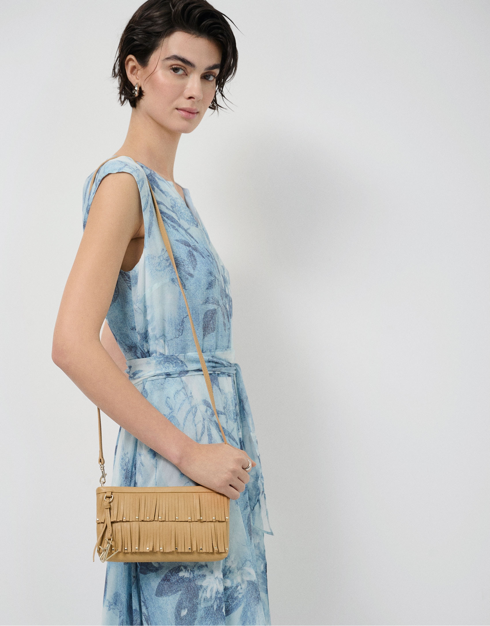 Lightweight blue midi sleeveless dress - Woman | Roberto Verino