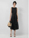 Vestido ramio negro con bordado floral a tono | Roberto Verino