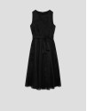 Black ramie dress with matching floral ... | Roberto Verino