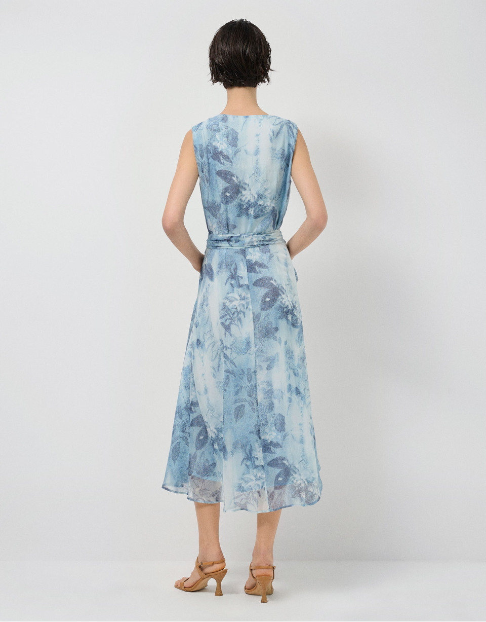 Lightweight blue midi sleeveless dress - Woman | Roberto Verino