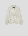 Short beige jacket with silver floral ... | Roberto Verino