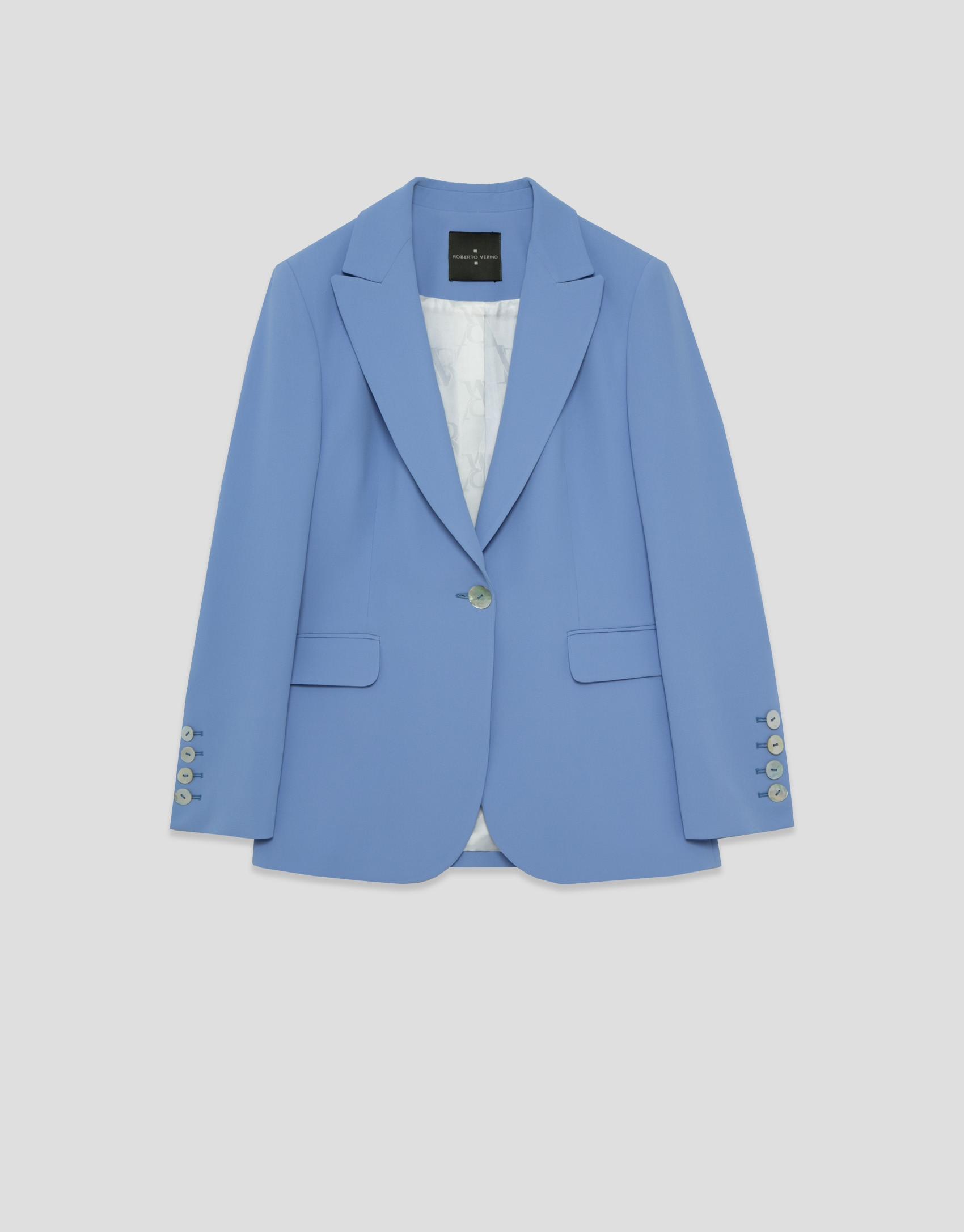 Blazer de un botón crepé azul claro - Mujer | Roberto Verino