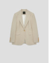 Beige single-button blazer with black pinstripe | Roberto Verino