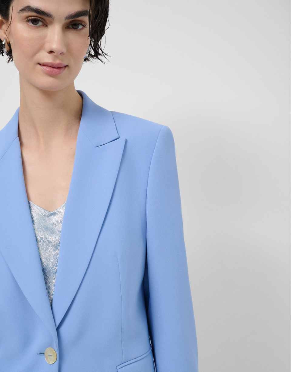 Light blue crepe single-button blazer - Woman | Roberto Verino