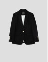 Black linen blend single-button blazer - Woman | Roberto Verino
