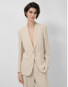 Beige single-button blazer with black pinstripe | Roberto Verino
