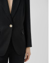 Black linen blend single-button blazer - Woman | Roberto Verino