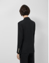 Black linen blend single-button blazer - Woman | Roberto Verino