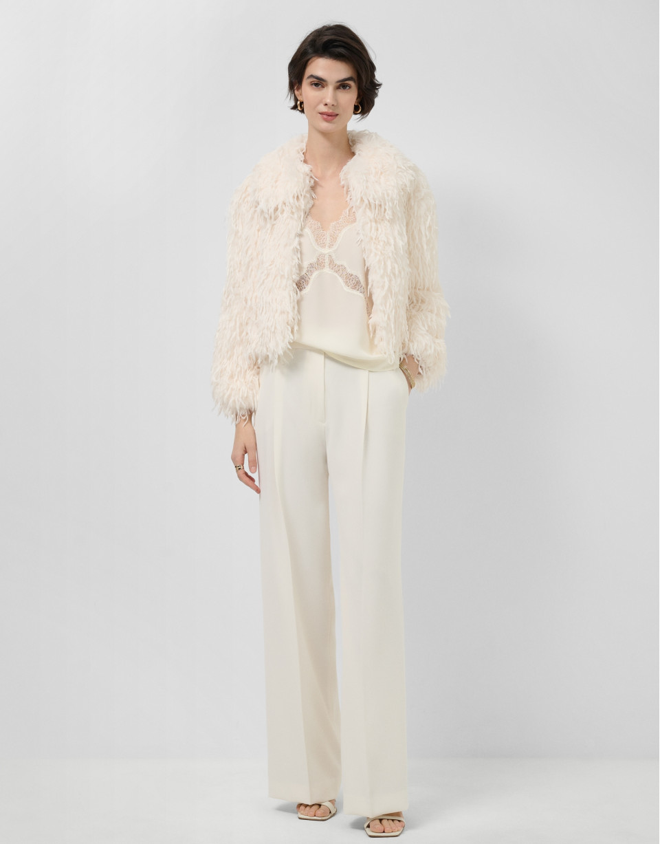 Jacket with detachable collar in white ... | Roberto Verino