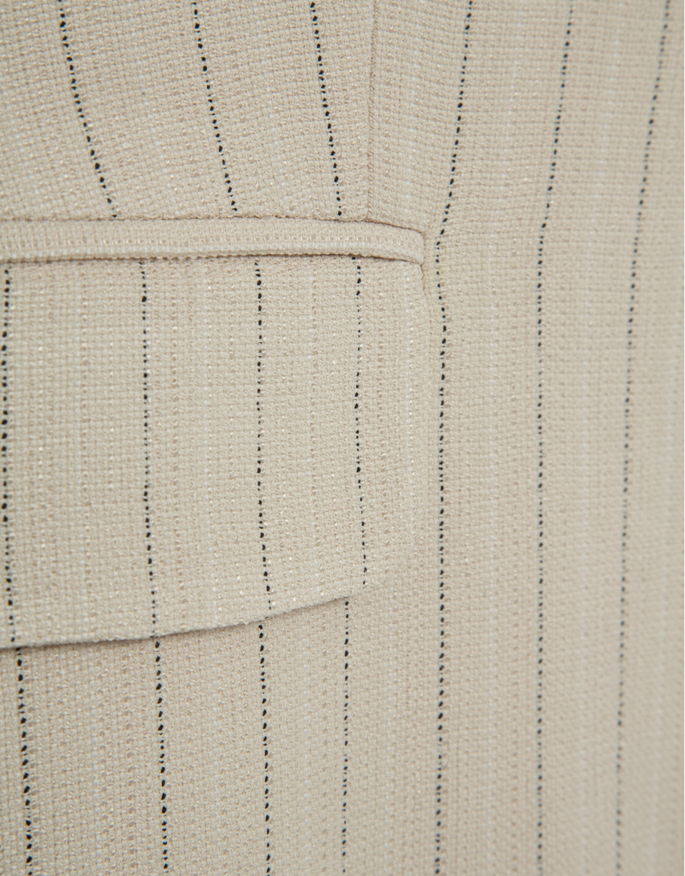 Beige single-button blazer with black pinstripe | Roberto Verino