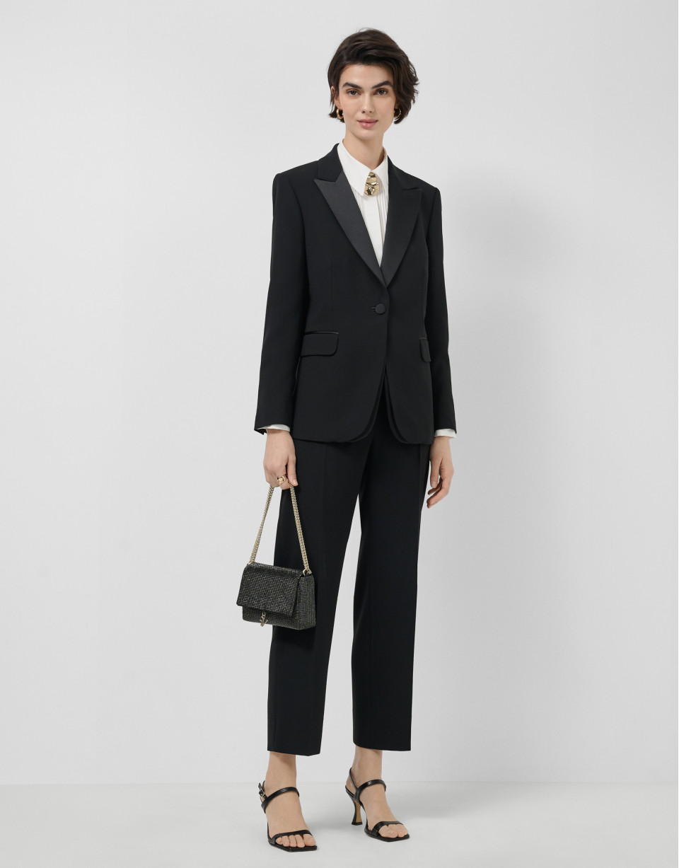 Black crepe tuxedo blazer - Woman - SS2026 | Roberto Verino