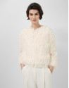 Jacket with detachable collar in white ... | Roberto Verino