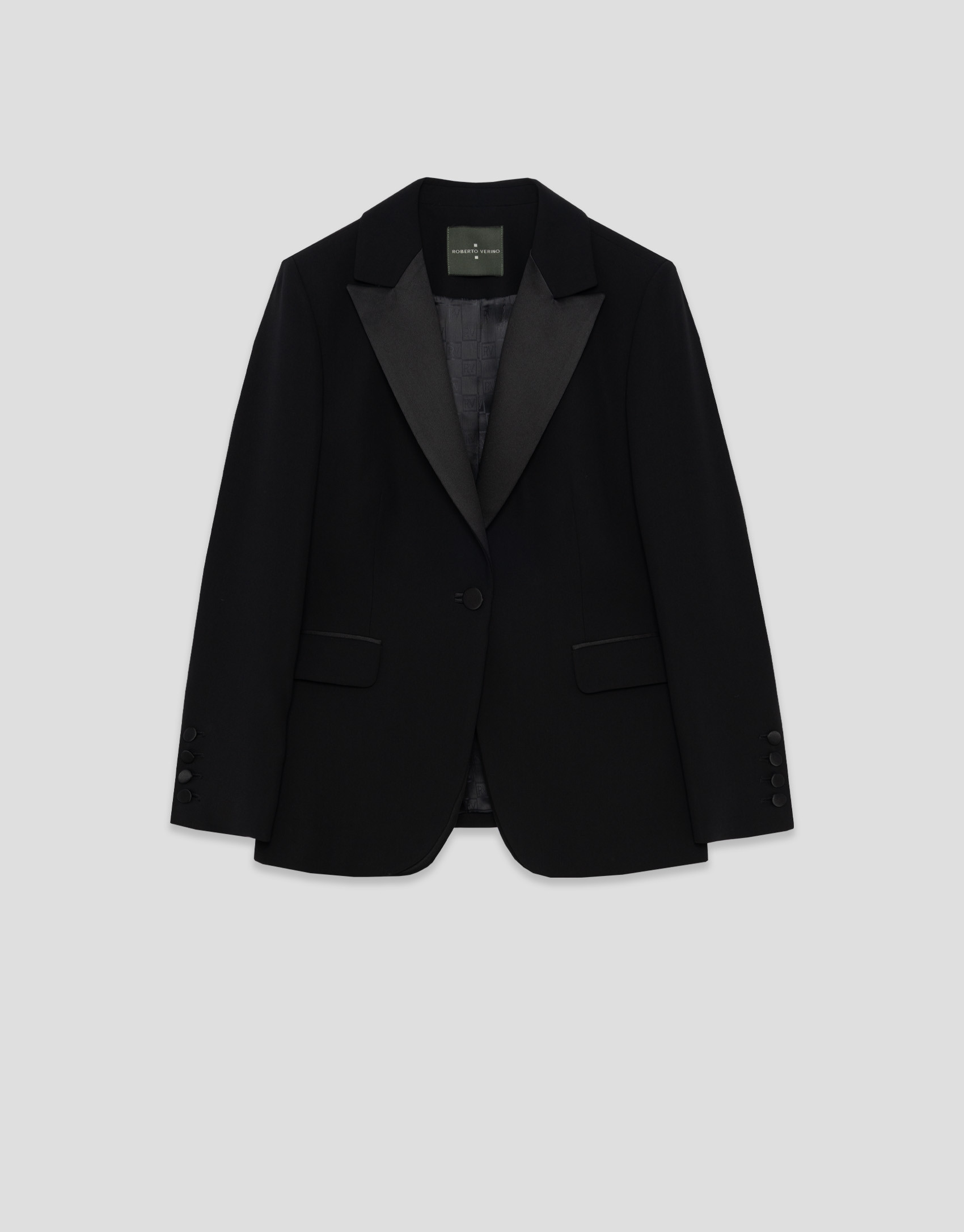 Black crepe tuxedo blazer - Woman - SS2026 | Roberto Verino
