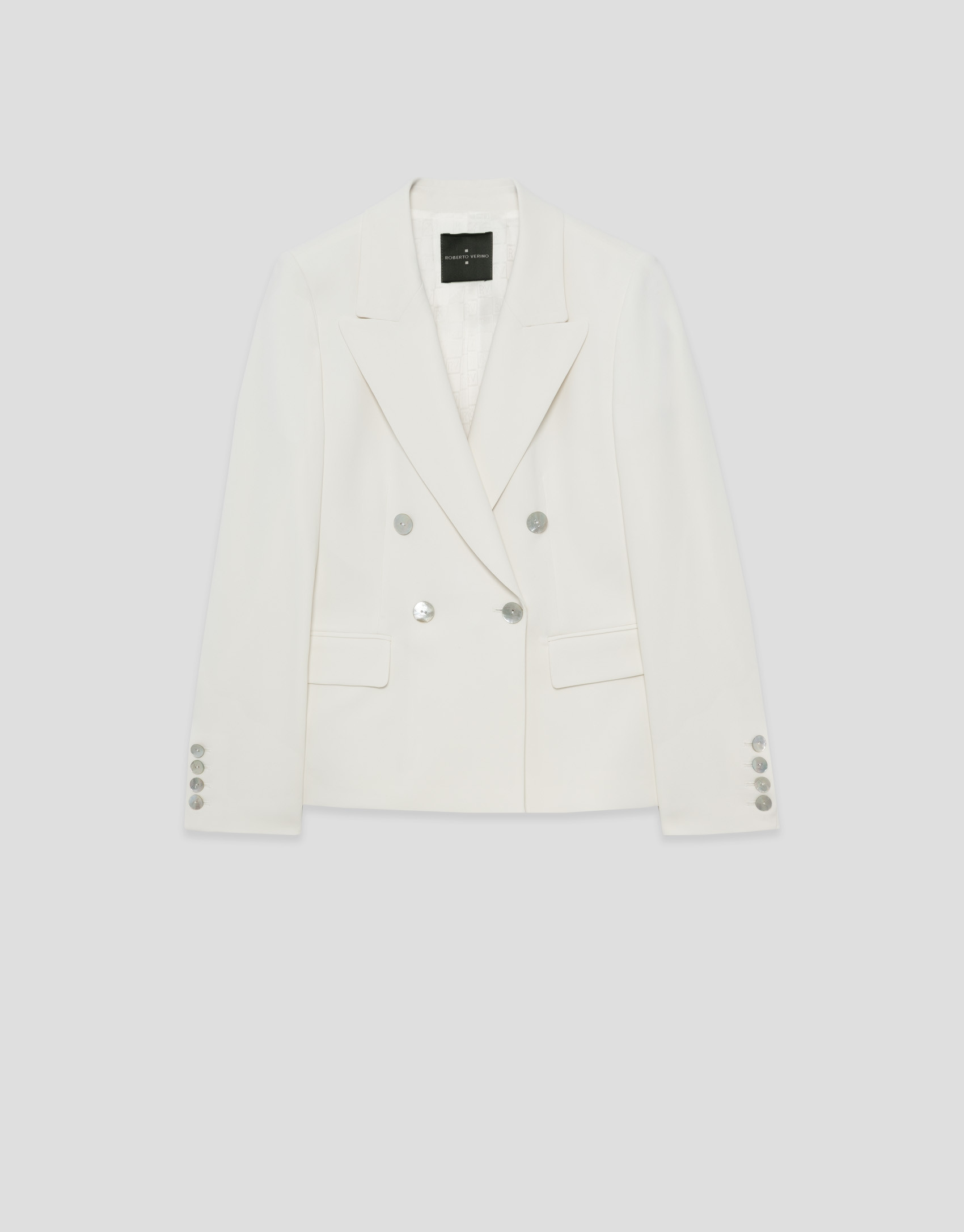 Double-breasted ecru crepe blazer - Woman | Roberto Verino