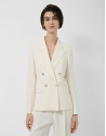 Double-breasted ecru crepe blazer - Woman | Roberto Verino
