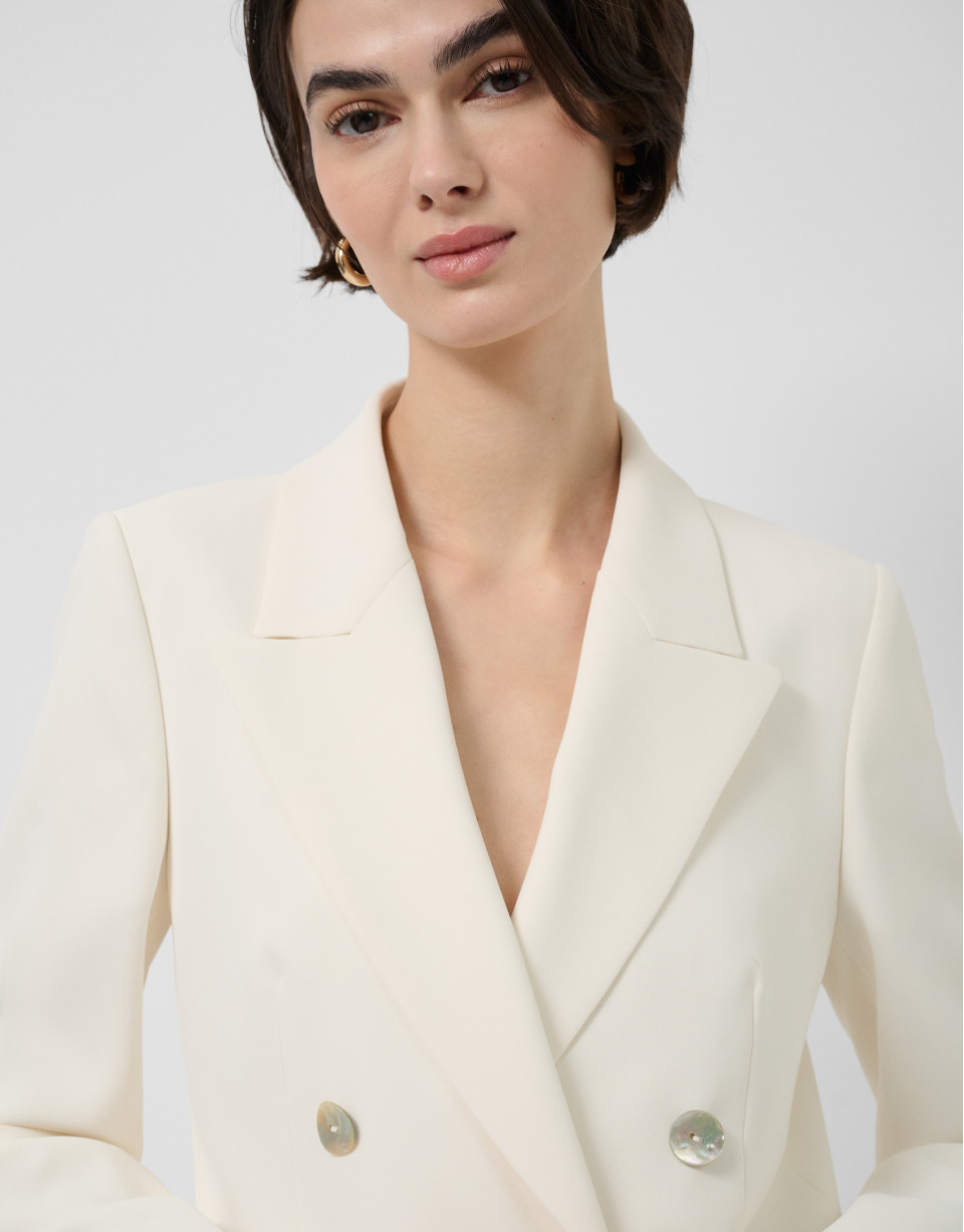 Double-breasted ecru crepe blazer - Woman | Roberto Verino