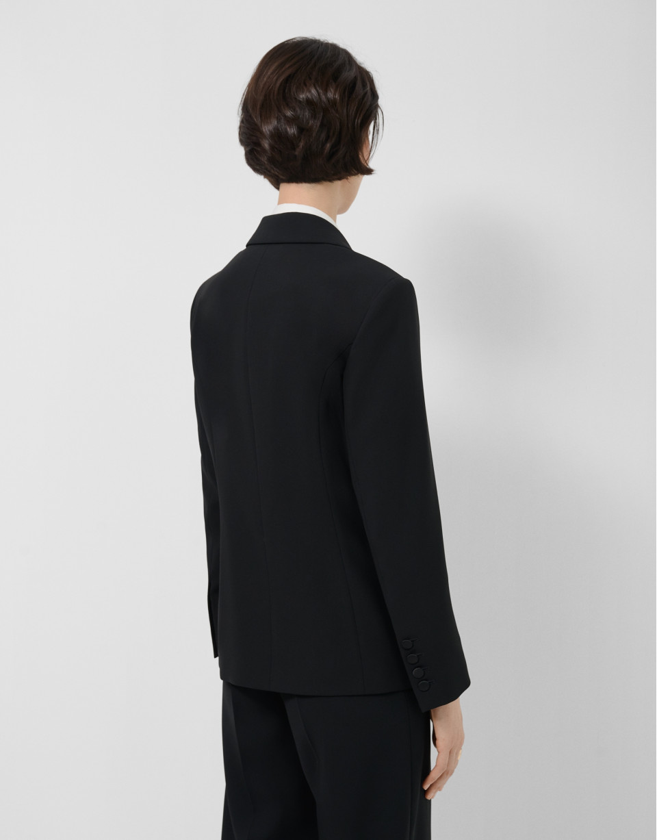 Black crepe tuxedo blazer - Woman - SS2026 | Roberto Verino