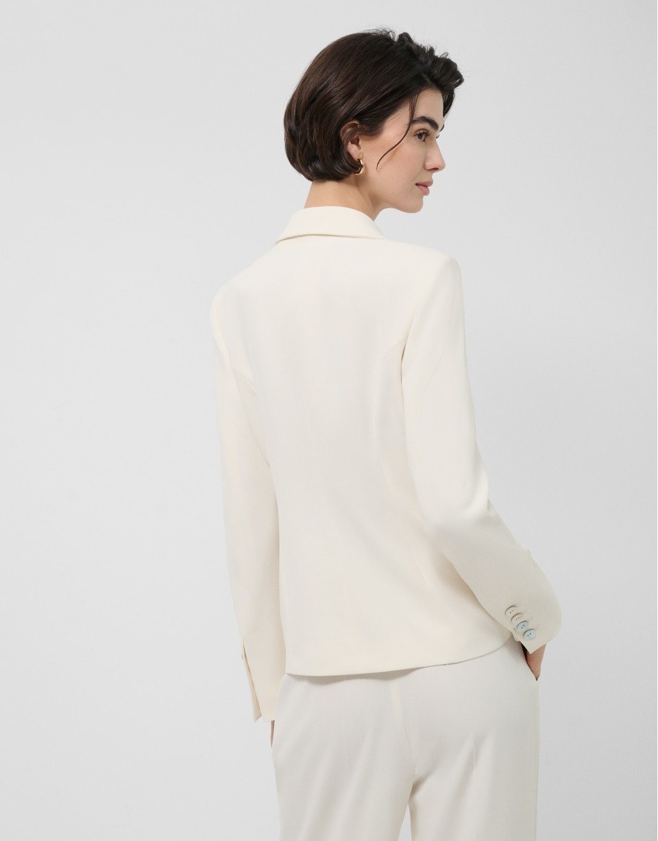 Double-breasted ecru crepe blazer - Woman | Roberto Verino