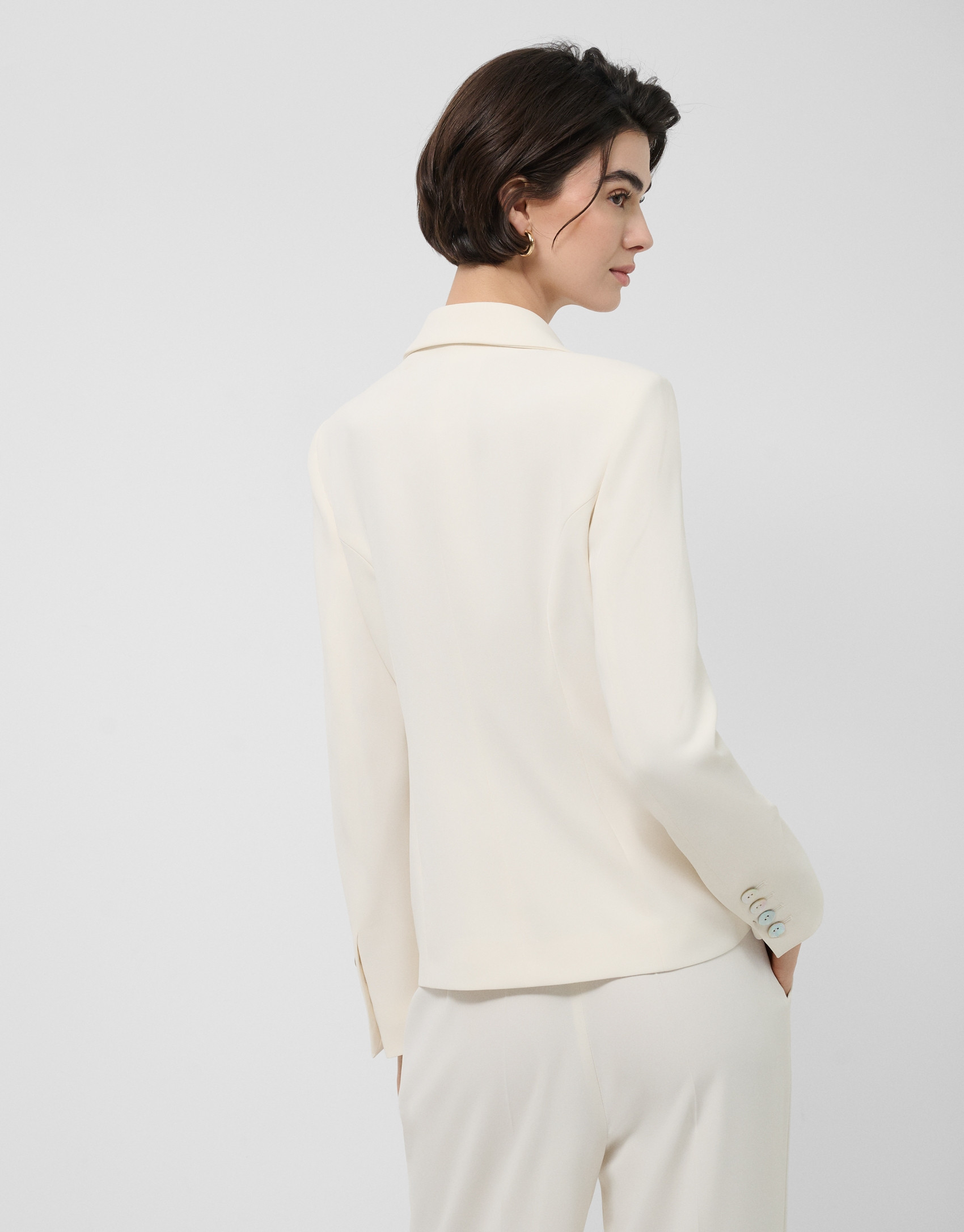 Double-breasted ecru crepe blazer - Woman | Roberto Verino