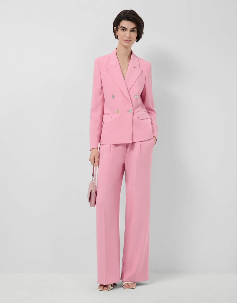 Pink crepe double-breasted blazer - Woman | Roberto Verino