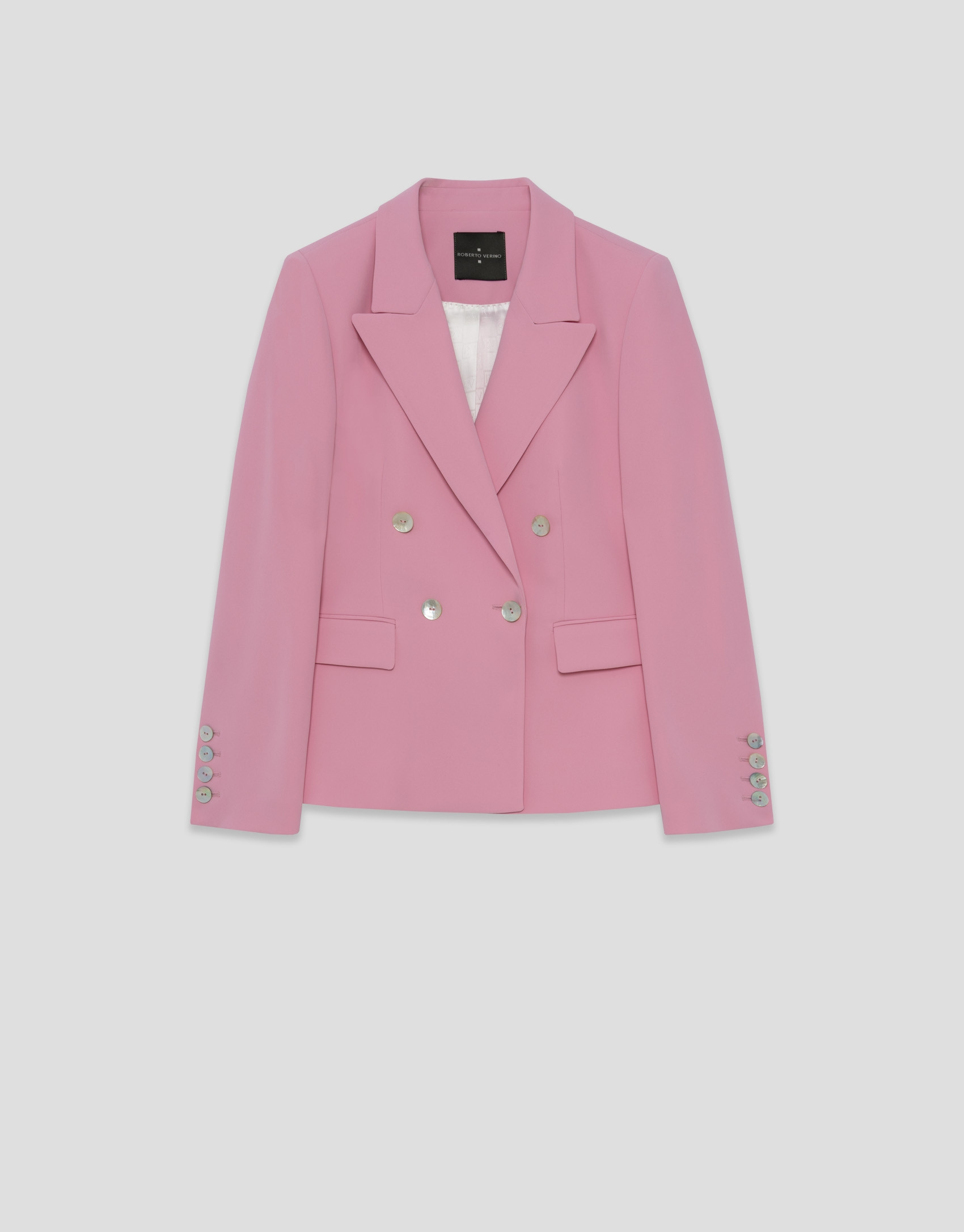 Pink crepe double-breasted blazer - Woman | Roberto Verino
