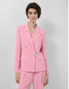 Pink crepe double-breasted blazer - Woman | Roberto Verino