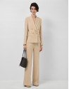 Beige linen blend single-button blazer - Woman | Roberto Verino