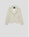 Beige short jacket with fancy thread weave | Roberto Verino
