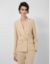 Beige linen blend single-button blazer - Woman | Roberto Verino