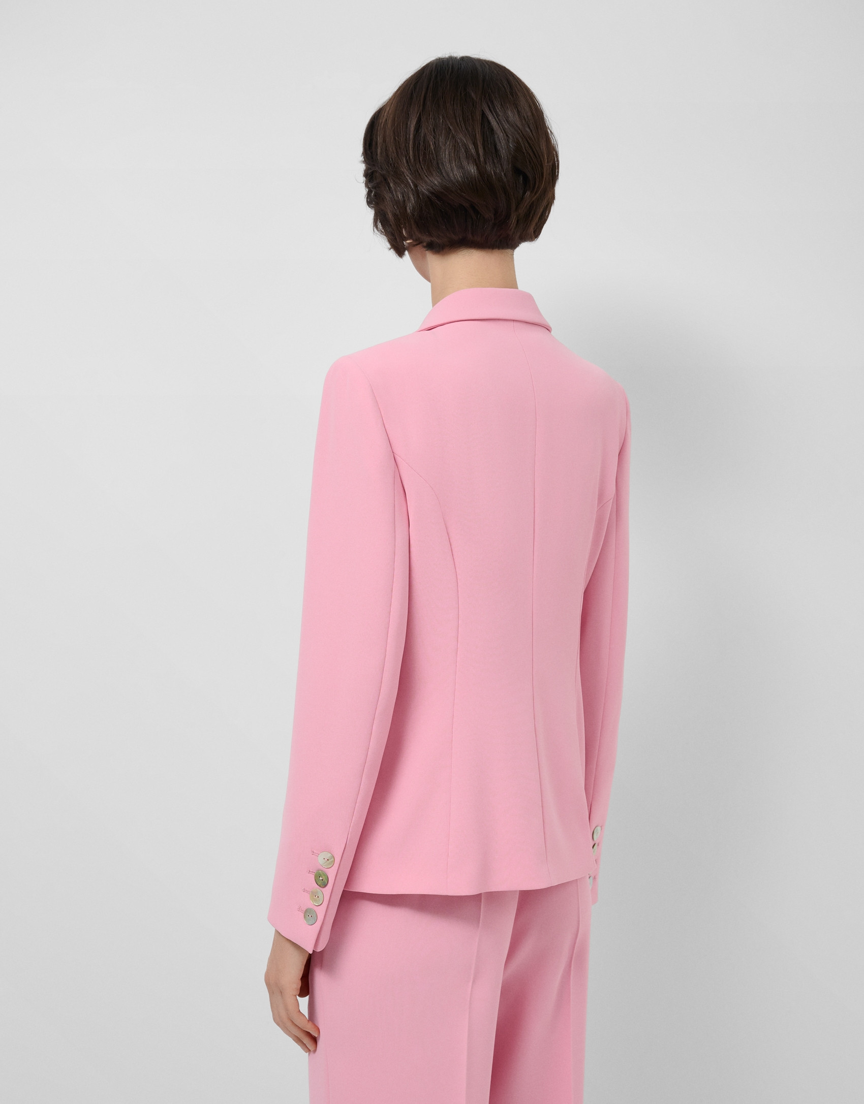 Pink crepe double-breasted blazer - Woman | Roberto Verino