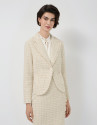 Beige short jacket with fancy thread weave | Roberto Verino