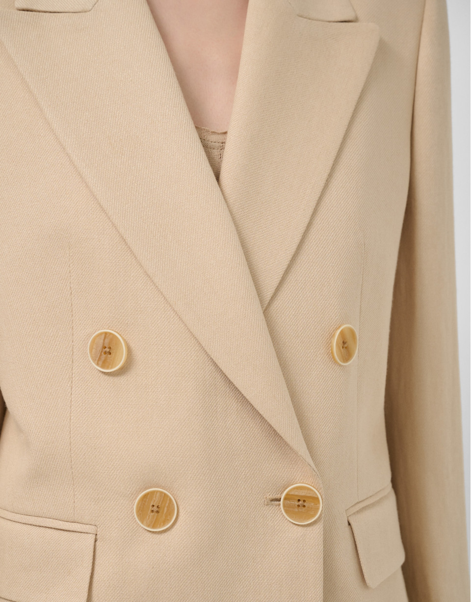 Blazer un botón mezcla lino beige - Mujer | Roberto Verino