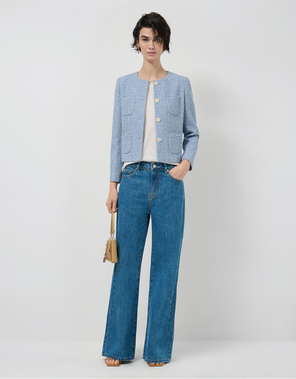 Short blue tweed jacket - Woman - SS2026 | Roberto Verino