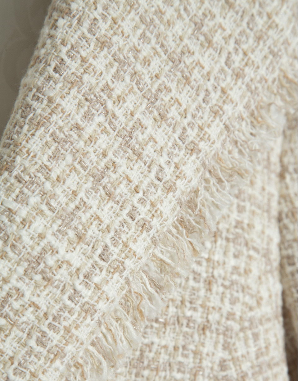 Beige short jacket with fancy thread weave | Roberto Verino