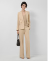 Beige linen blend single-button blazer - Woman | Roberto Verino
