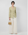 Moss green jacquard linen/cotton jacket - Woman | Roberto Verino