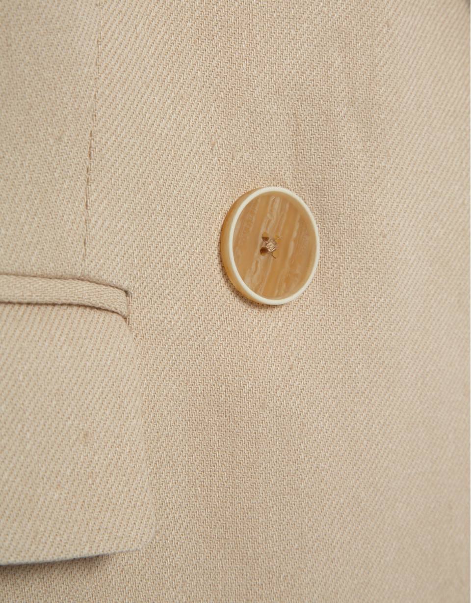 Beige linen blend single-button blazer - Woman | Roberto Verino